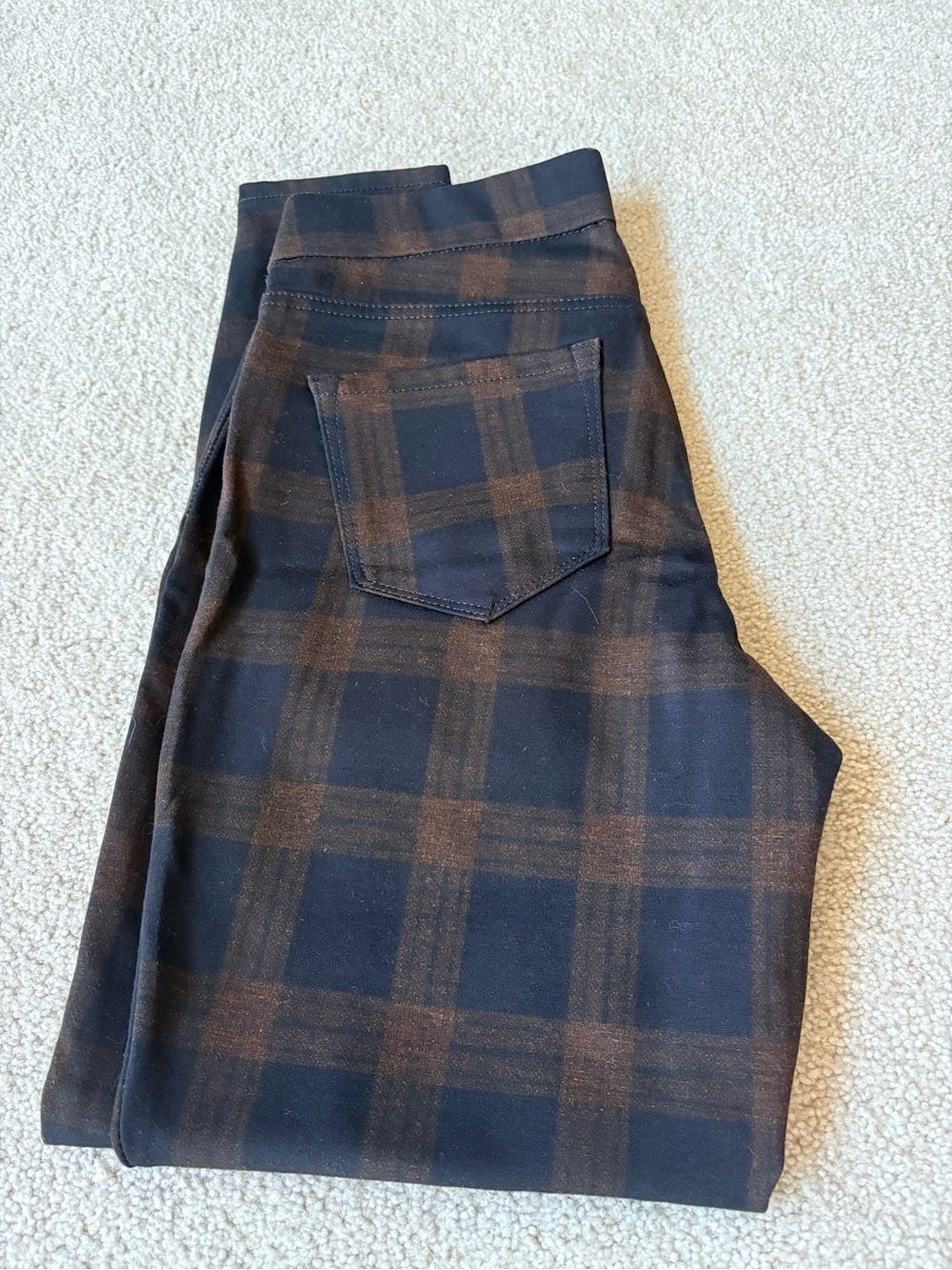 Nine West Black and Brown Plaid Chinos